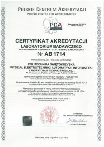 Certyfikat AB 1714 - 2020